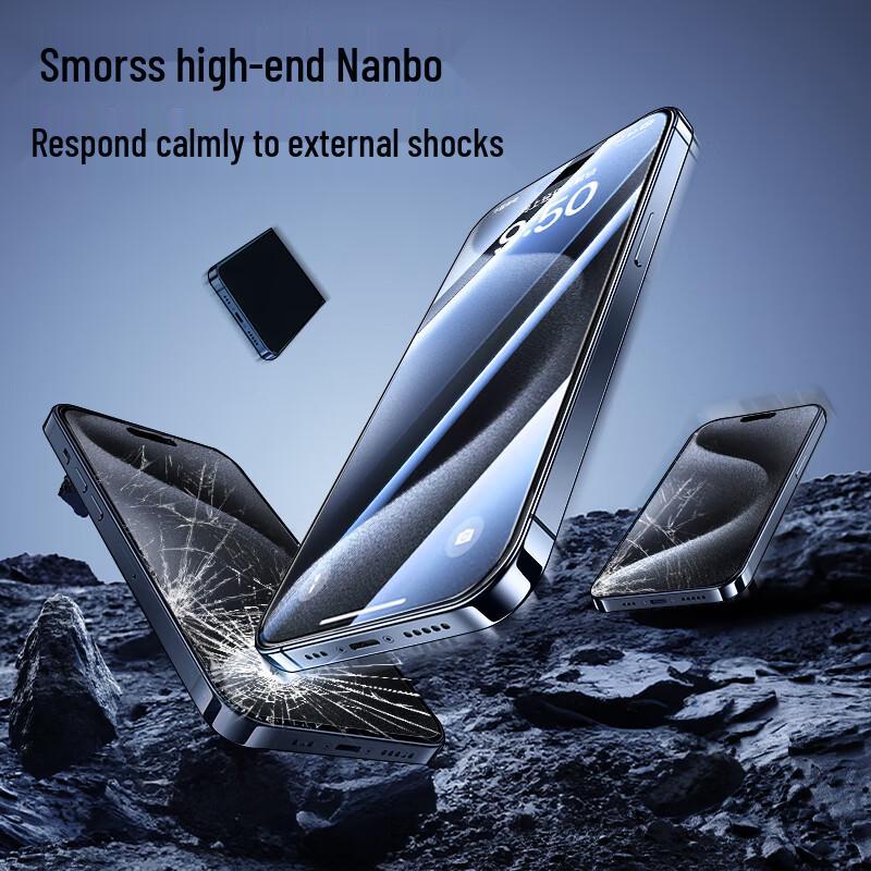 Smorss iPhone 15 Pro Max Tempered Glass Screen Protector