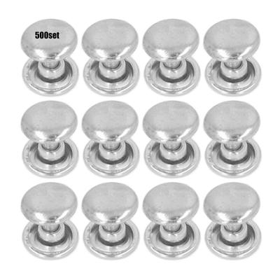 500set Metal Studs Rivets 8mm DIY Iron Double Flat Uniform Coating Electroplating Process Leather Hardware Supplies