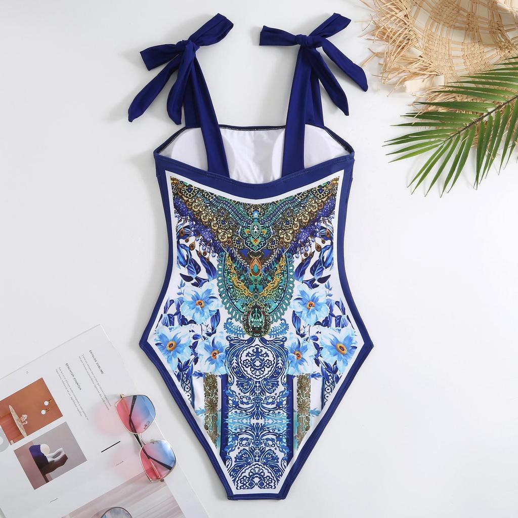2025 Retro European & American One-Piece Swimsuit with Chiffon Skirt - Conservative & Sexy Design for Women