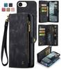 For iPhone 17e 16e Magnetic Wallet Case Compatible Magnetic RFID Blocking Zipper Card Holder Detachable Strap Shockproof Cover