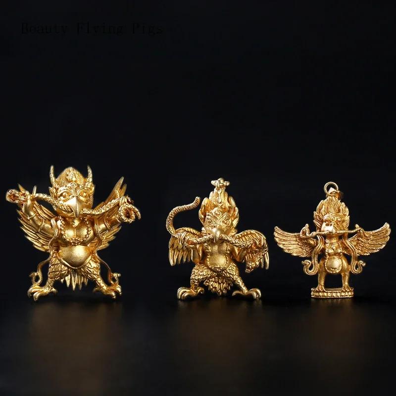 1PCS Tibetan Nepal Pure Copper Golden Winged Bird Pendant Tantric Artifact Personalized Portable Pendant Men's Necklace