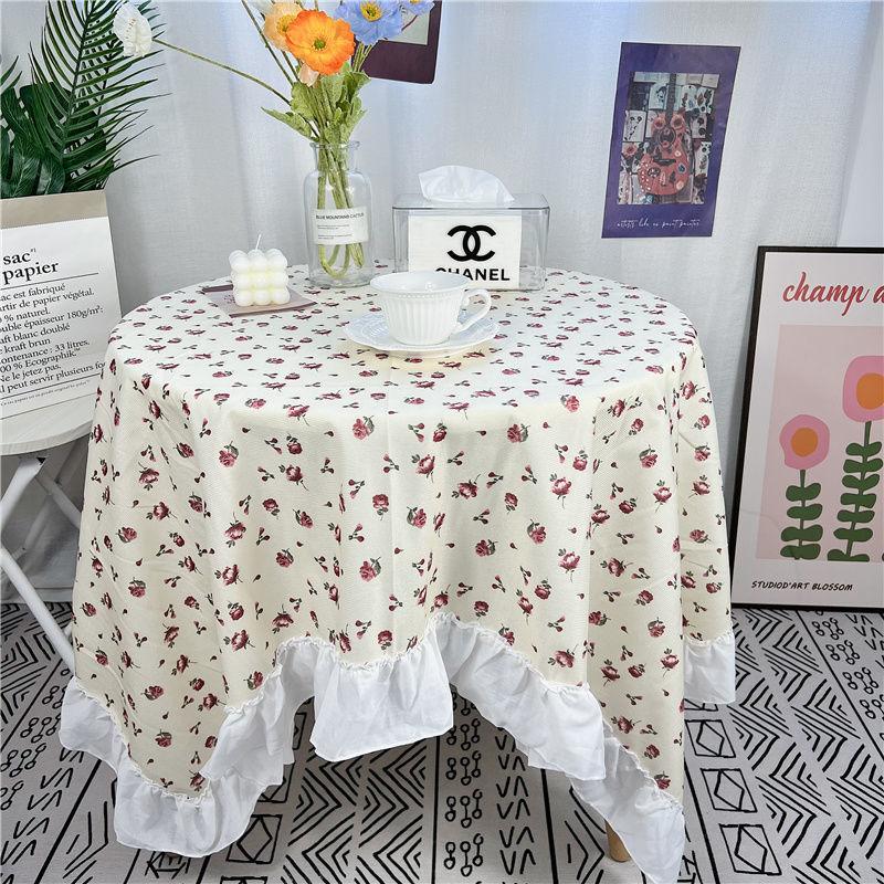 Spitze Runder Tischdecke Floraler Pastoraler Stil Picknick Party Dekorationstuch Ins Schmutzabweisend Antifouling Matte Süß