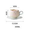 280/300ml Retro Instagram Style Tulip Coffee Cup Set Floral Emblem Ceramic Cup And Saucer for Elegant Afternoon Tea