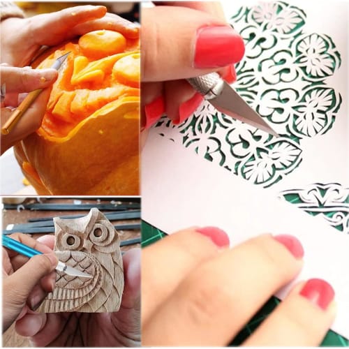 YUENTOEN Design Cutter, Craft Knife, 12-Piece Precision Craft Knife Kit with 10 High-Hardness Replacement Blades, Paper Cutting, Carving Knife, DIY Ar