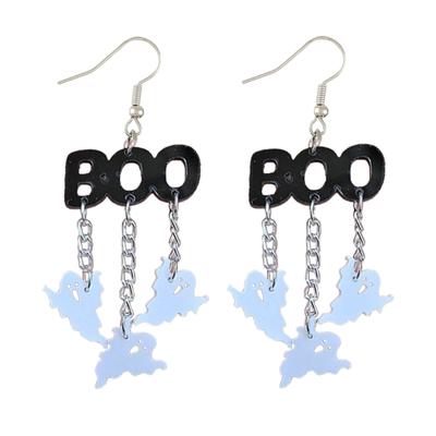 Mode Halloween Hängeohrringe Kleine Creolen BOO Geist Quastenohrringe Statement Schmuck Geschenk für Frauen Mädchen