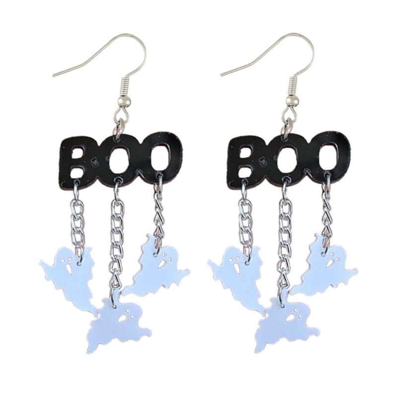 Fashion Halloween Dangle Earrings Small Hoop Earrings BOO Spirit Tassels Earrings Statement Jewelry Gift for Women Girls 1