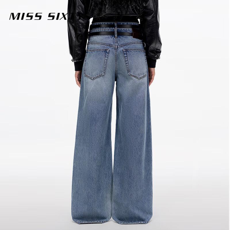 MISS SIXTY 2025 Spring Women's Retro High-Waist Straight-Leg Jeans with Double Belt
