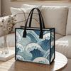 Vintage Wave Print Casual Tote Bag Daily Use Shoulder Bag Stylish Handbag for Women Outdoor Travel Commute Bag