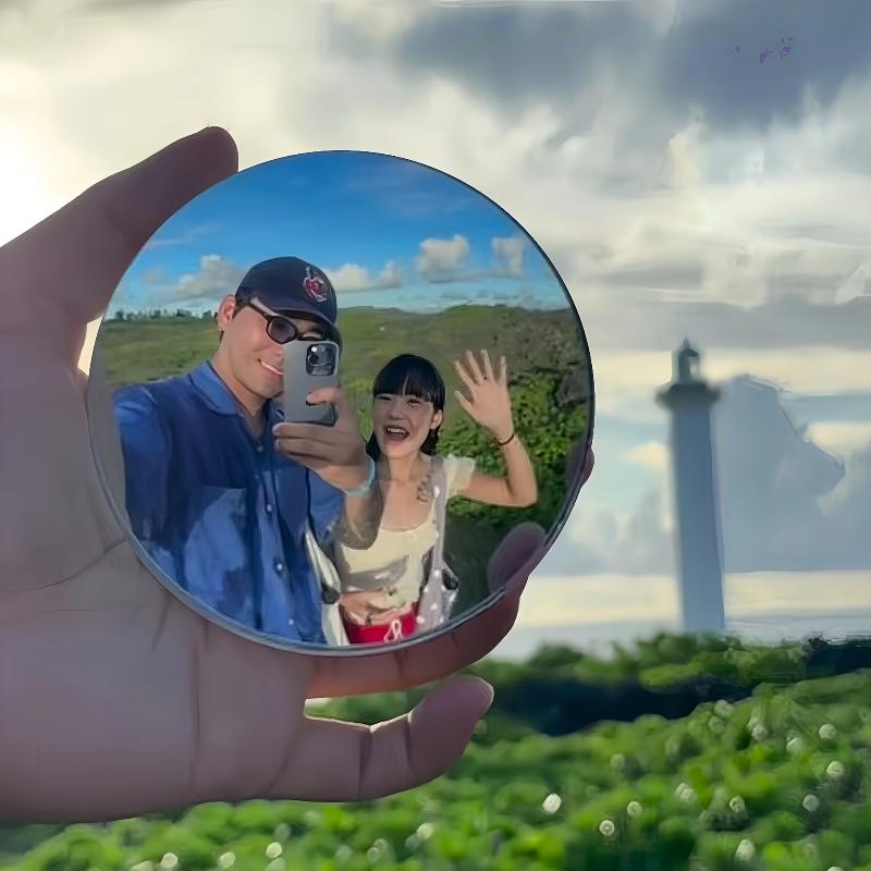 Runder konvexer Spiegel Tragbarer Handspiegel für Reisen, Taschenfreundlich, Selfie-Foto-Requisite für