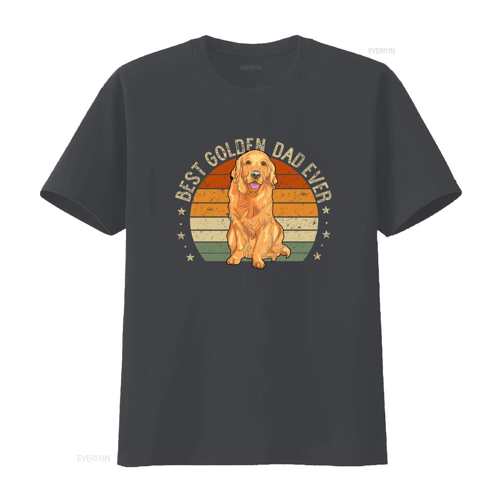 Mens Best Golden Dad Ever Retro Retriever Dog Daddy T Shirt vintage Washed Casual Stylish Unisex Soft homme Versatile
