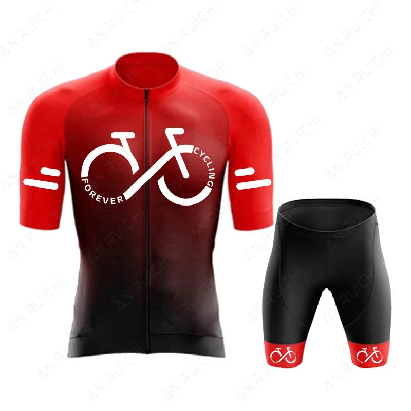 FOREVER CYCLING Series Cycling Jersey Set 2026 Summer Men's Short Sleeve Bicycle Cycling Clothing Gradient Color Mountain Bike Jersey Sportswear Suit