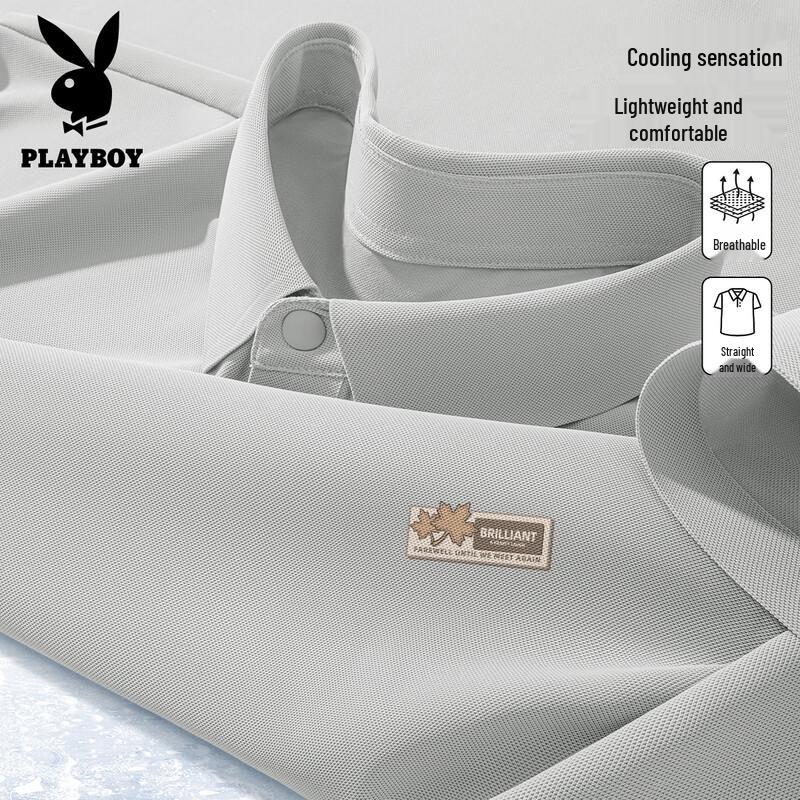 Playboy Men s 2026 Summer Ice Silk Polo Shirt XL