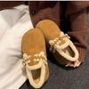 Neuer Herbstrock mit weicher Sohle vielseitiger Samt-Loafer Baumwollschuhe dicke Sohle Retro höhenverstellbare Birkenstocks