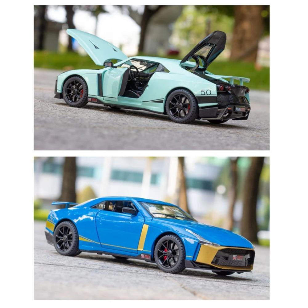 1/24 Niaasn GTR 50 Alloy Sports Car Model Diecasts Metal Toy Race Car Model Sound and Light Simulation Collection Childrens Gift