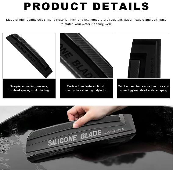 Car Window Squeegee, 11.81 Inches Flexible Silicone Blade Windshield Water Scraper, Professional Water Wiper Scratch-Proof Drying Squeegee for Auto