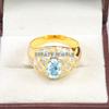 Aquamarine Oval Cut With 925 Sterling Silver Gold Plated Ring For Men's #A765 JL375659115888