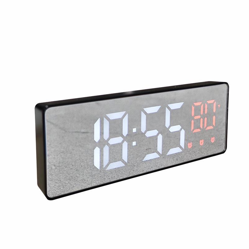 Silent LED Mirror Clock with Three Alarms - Ideal for Students & Kids' Bedside Desk