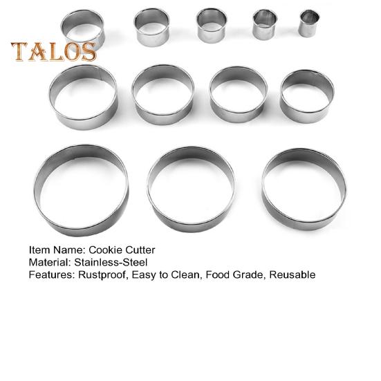 1 Set Circle Cookie Cutter Non-stick Multipurpose Stainless-Steel Practical Round Cookie Cutter Set Metal Baking Ring Kit Kitchen Supplies