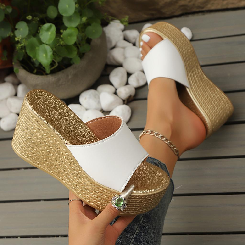 Fashion Wedges Slippers Women 2025 New Summer Sandals Roman Fashion Sandals Bottom Casual Comfortable Beach Shoes Women Slides Women