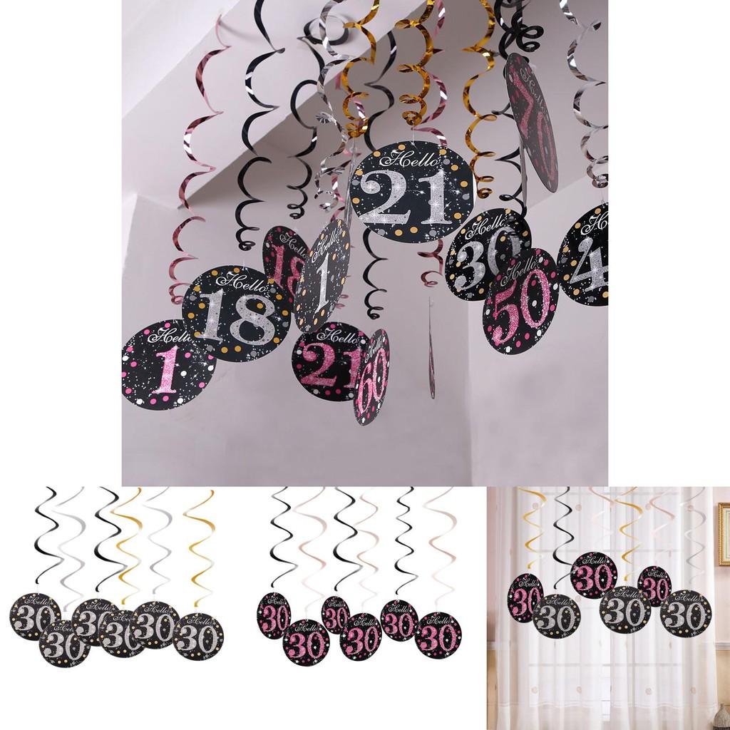 New Stylish Spiral Hanging Decoration Set For 30th Birthday Celebration Party Decor