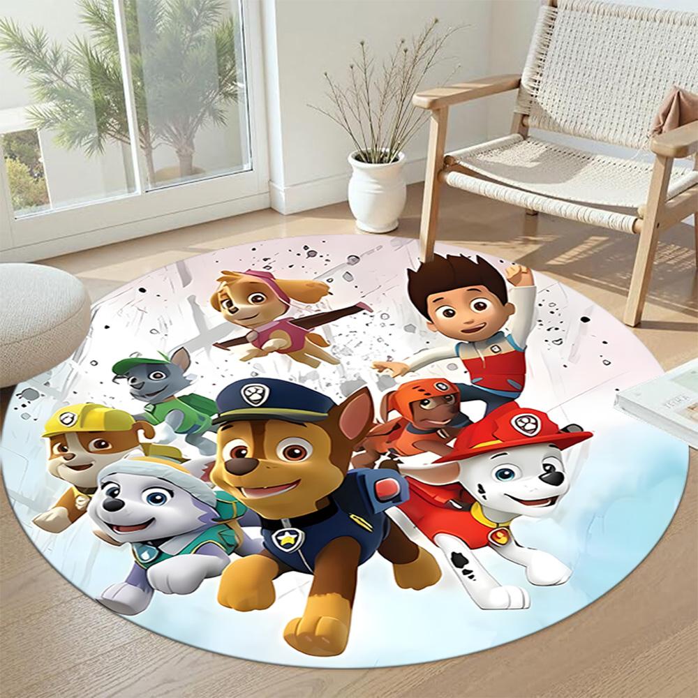 Paw Patrol Round Floor Mat Design for Entryway Dining Room Living Rooms Foyer Antislip Round Carpet Decorate Offices Gift for Festivals