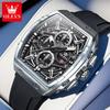 OLEVS Watch Men Chronograph Quartz Wristwatch Big Dial Moon Phase Hand Clock Date Waterproof Original Fashion Men's Watches