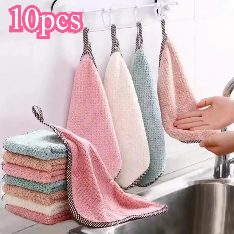 

Toalla de cocina diaria, trapo de cocina, aceite antiadherente, paño de limpieza de mesa grueso, estropajo absorbente, 10pcs