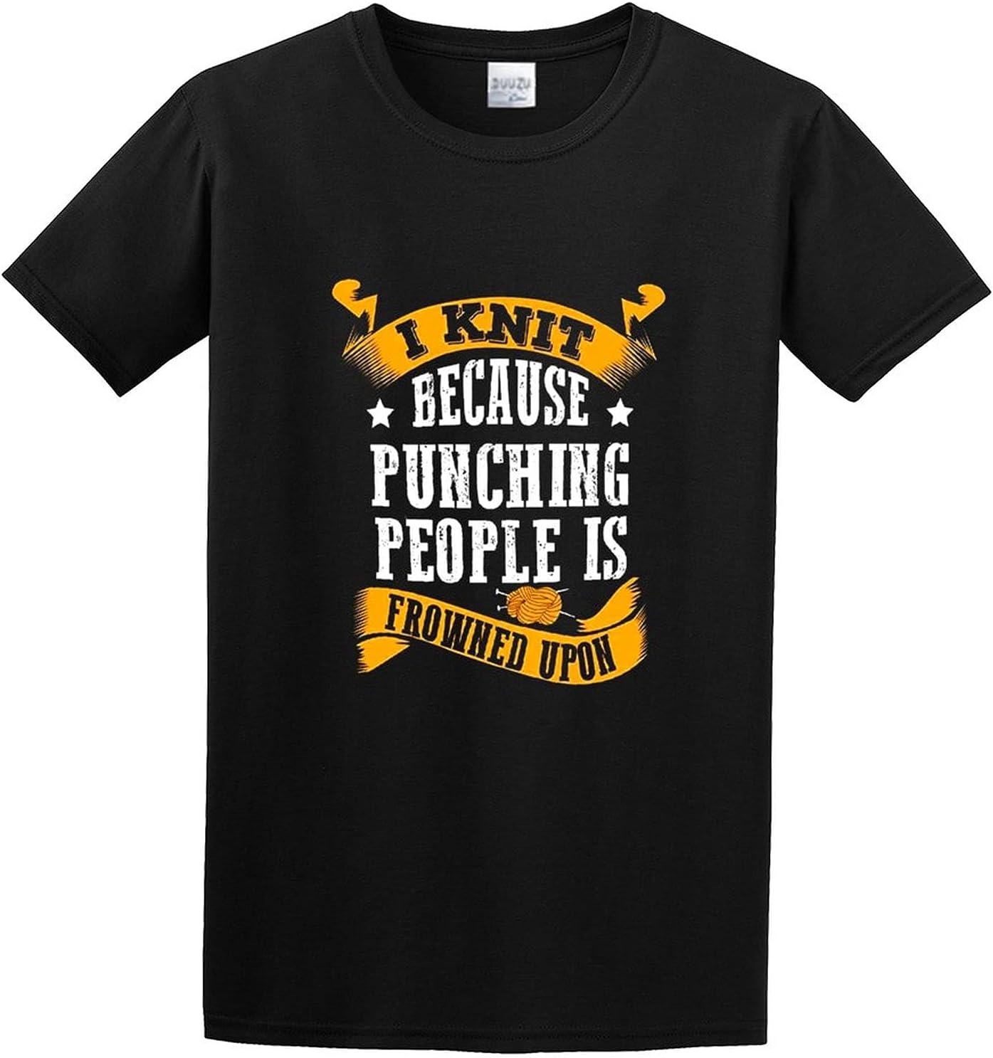 Men s I Knit Because Punching People is Frowned Upon Knitting Simplicity Short Sleeve T Shirt Black 3XL чёрный