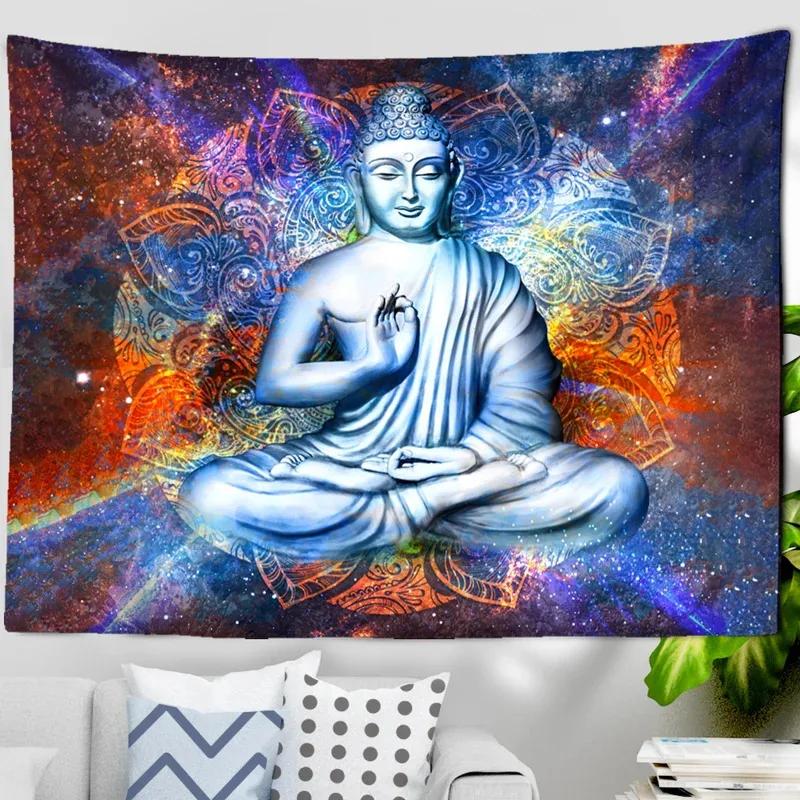 Cosmic Buddha Tapestry Mandala Wall Hanging Background Cloth for Yoga Meditation Home Room Decor 100X70CM