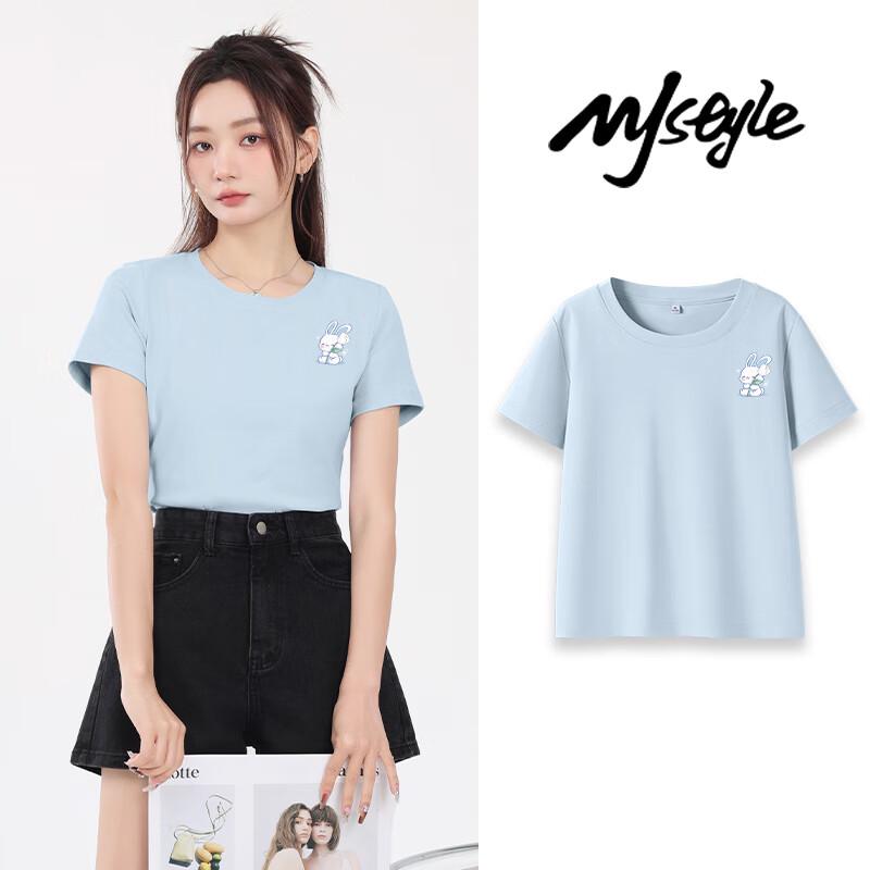 MJ STYLE Women s Slim Fit Round Neck Short Sleeve T-Shirt L
