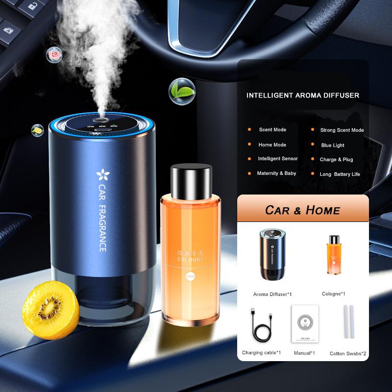 Car Air Freshener LED Light Essential Oil Fragrance Diffuser Smell Distributor USB Rechargeable Aromatherapy Scent Air Refresher