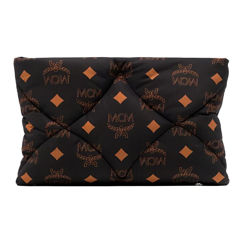 MCM Classic Pattern Quilted Design Nylon Clutch Bag Large Unisex clutch bag Black MYZDATA07BK001 Basic Set (Bag+Dust Bag)