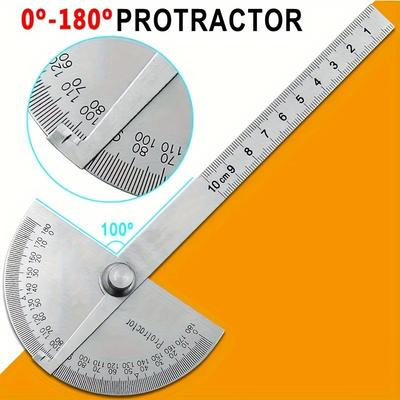 Transportador de Ángulos de Acero Inoxidable de Precisión - Regla Ajustable de 0-180 Grados, Herramienta de Medición para Carpintería de 3.94 Pulgadas con Protectores