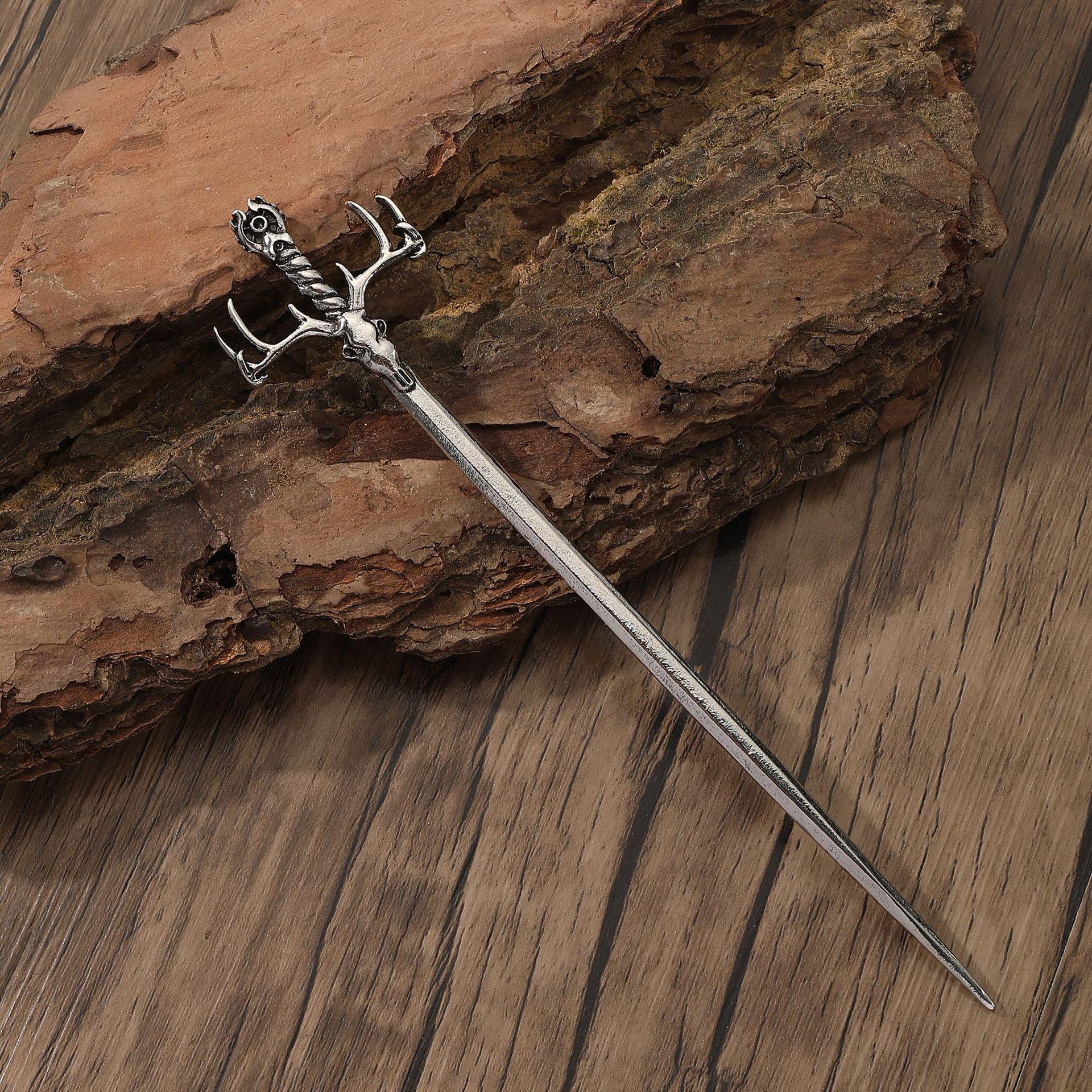 

Gothic Vintage Witch Skull Goat Hair Stick Hairpin – Viking Norse Party Jewelry серебряный