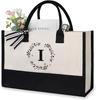 Custom Lace Initial Canvas Tote Bag