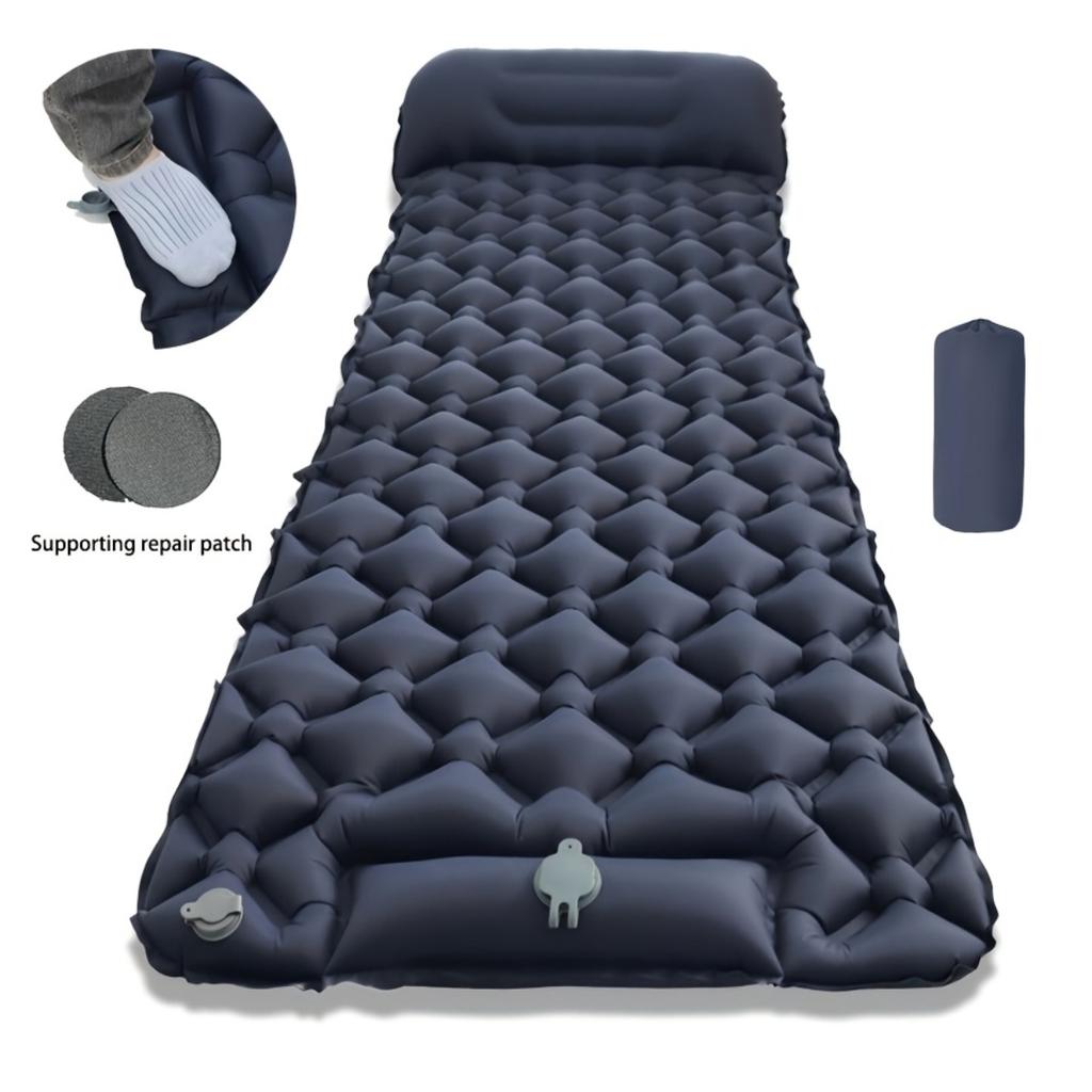Single Outdoor Inflatable Sleeping Pad, 1-minute Quick Inflation, Essential for Camping and Picnicking, Foldable Moisture-proof Pad, Outdoor Equipment