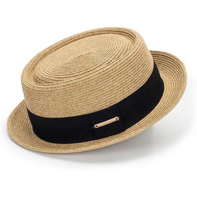 Summer Beach Panama Hat Flat Straw Hats for Women Adjustable Wide Brim Sun Hat with Decorative Bands