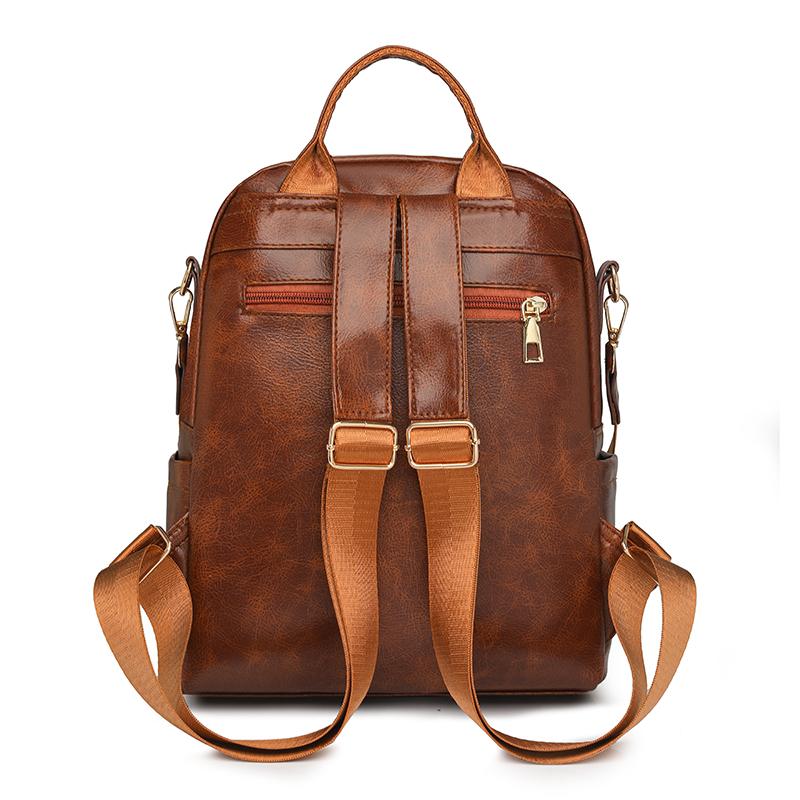 Women's Large Capacity Backpack Soft Leather Student Schoolbag Travel Backpack Multifunctional Shoulder Bag