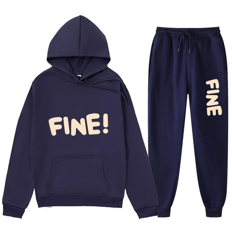 2025 European & American Style Printed Hoodie and Sweatpants Set - Unisex Loose Fit with Plus Velvet
