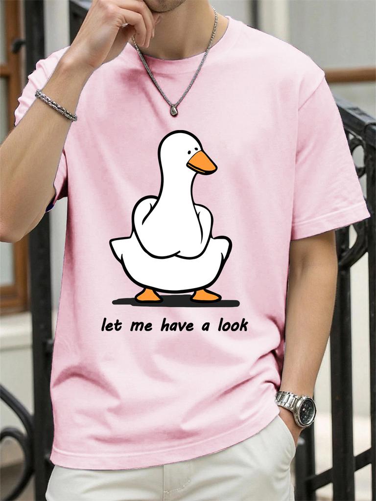 Let Me Have A Look Goose Printed TShirts Womens Cotton Summer Tops Soft Loose ONeck Short Sleeve T Shirts Casual Woman Clothes