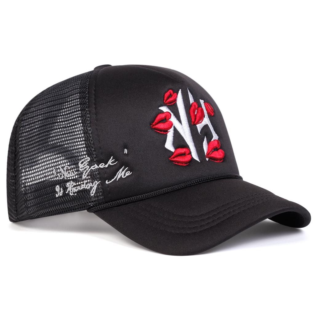 Men Gothic NY Lip Letter Embroidered Baseball Cap Mesh Hat Outdoor Adjustable Sunscreen Leisure Hat Spring Autumn Travel Tourism Beach Vacation