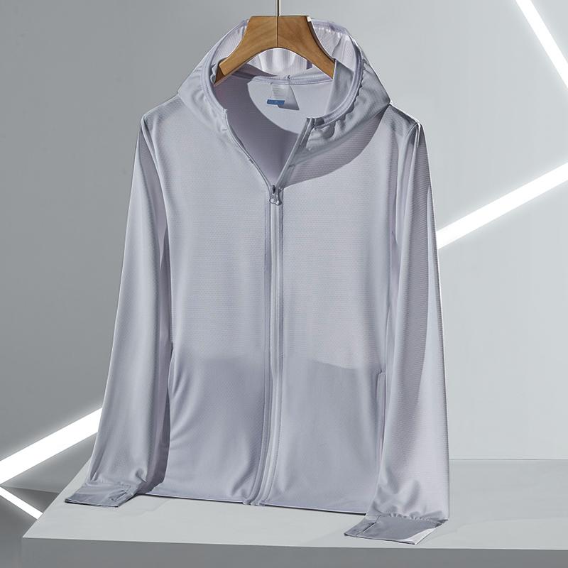 Men Hooded Sun Protection Jacket Full Zip Lightweight Breathable Casual Outdoor Coat