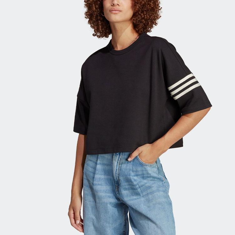 Adidas Originals Adicolor Neuclassics Tee With Trefoil And Three-Stripe Print Women Tops Black IB7310