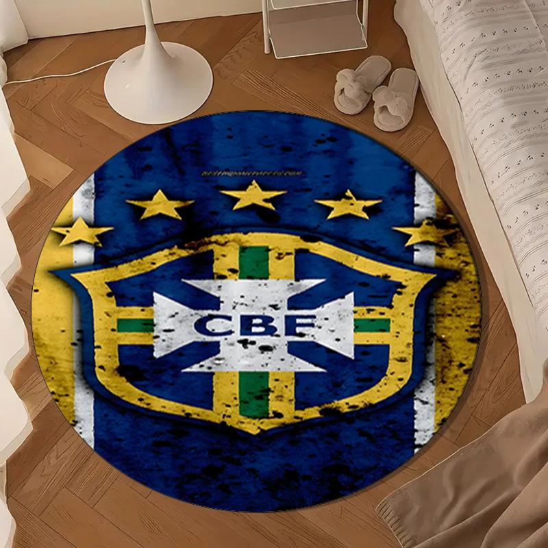 1PC rug Brazilian Football Federation Round mat Home Decor, Chair rug For livingroom,Bedroom, doormat home decor Birthday Gift Christmas Gifts