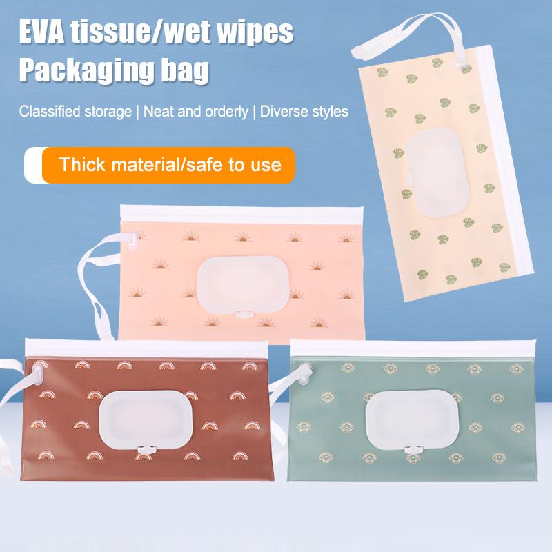1 st Eva Bärbar Snäpprem Papperslåda Våtservettpåse Vändlock Kosmetikapåse Utomhus Användbar Barnvagnstillbehör