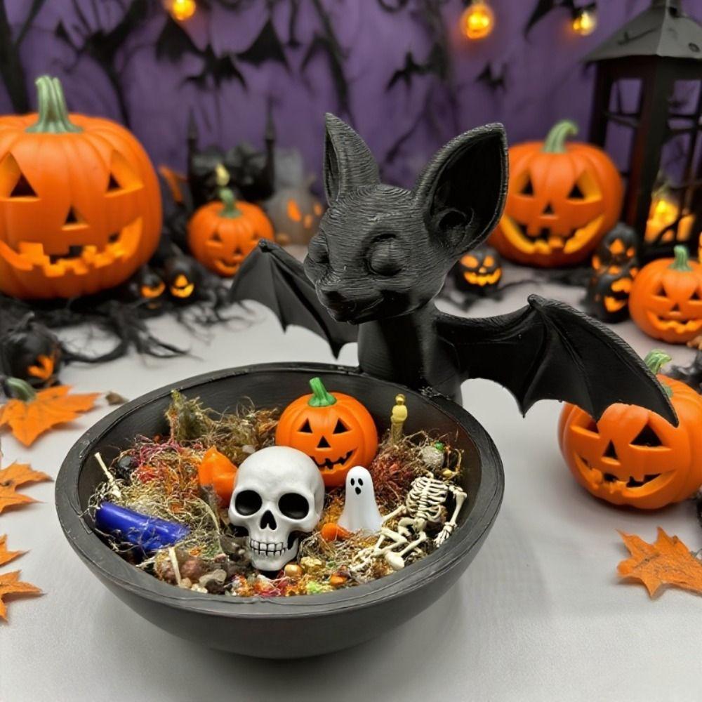 Gothic Style Bat Storage Box Halloween Display Holder Container Bat Decorative Tray  Desk