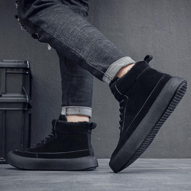 Velvet Warm Plus Winter Mens Fashion Trend High Top Cotton Shoes Snow Boots Casual Cotton Shoes 3946