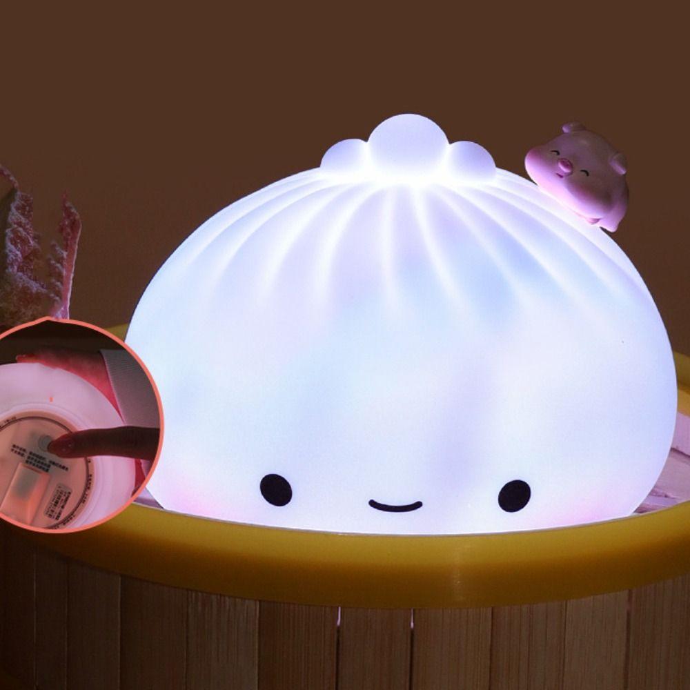 Home Decoration Silicone LED Night Light Cartoon Cute Bedside Lamp Creative USB Charging Desk Lamp Kids