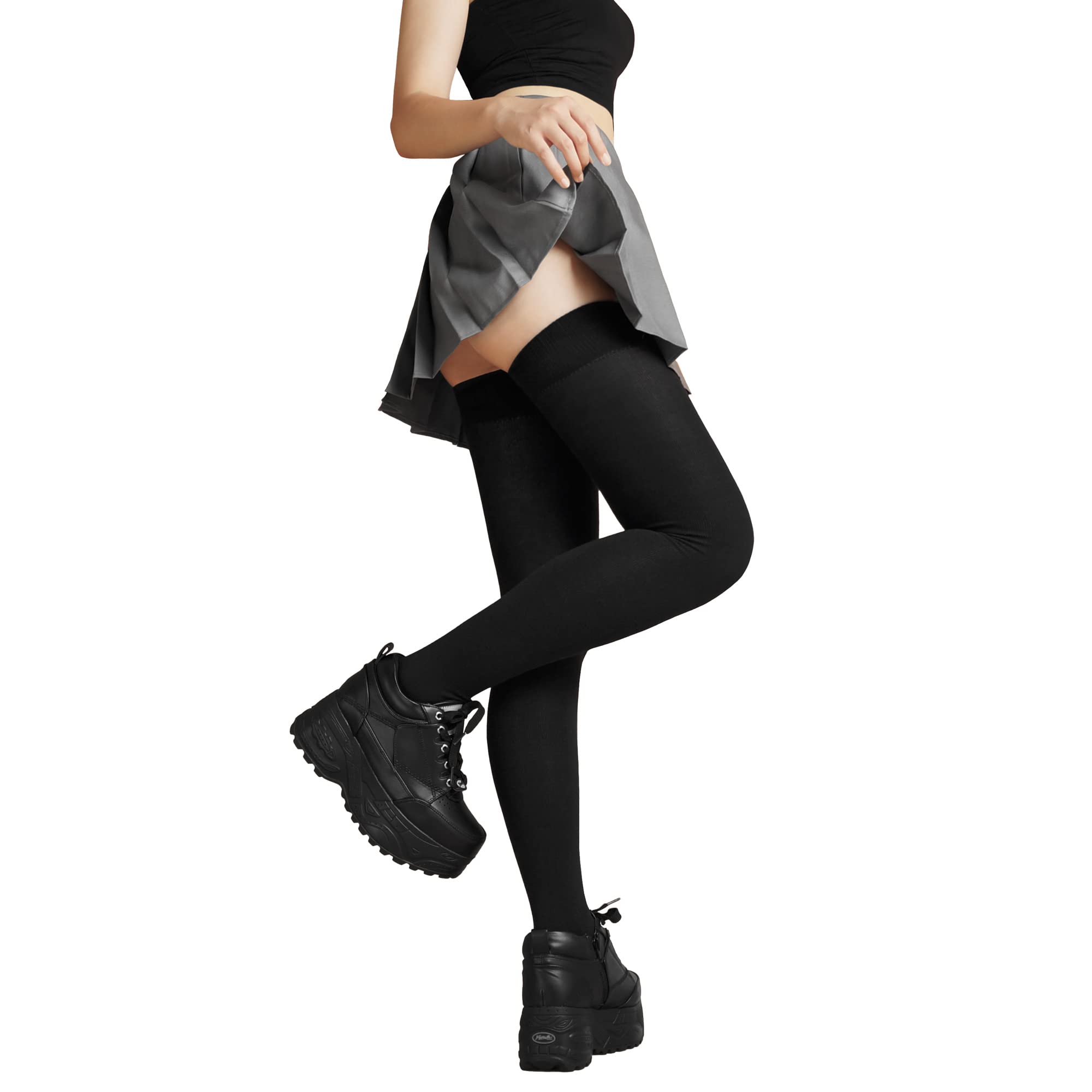 

SOXXI Длинные однотонные женские чулки выше колена, эластичные, дезодорирующие, цвет, черный, сделано в Японии чёрный