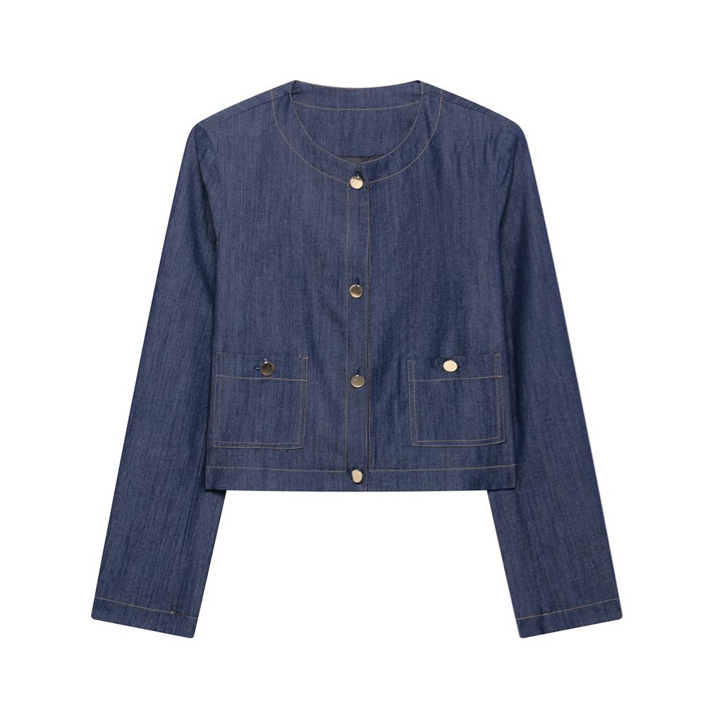 2025 Women's Spring Color-Block Jacket and Wide-Leg Pants Set